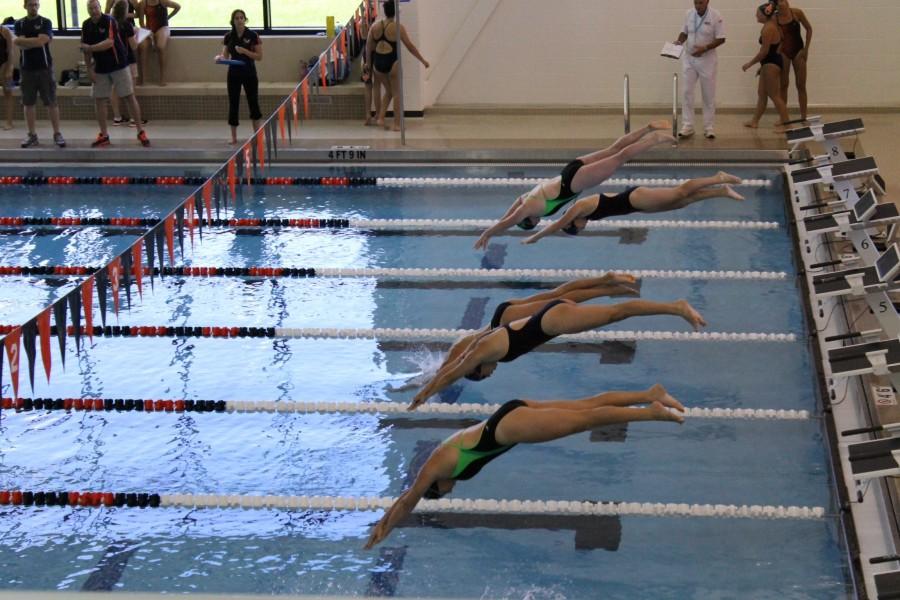 BG girls start off their race at a home meet.