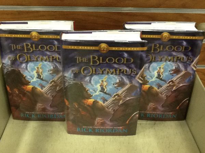 The BG library's brand new copies of "The Blood of Olympus"