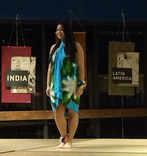 Junior Christiana Chambers performs a Hawaiian dance.