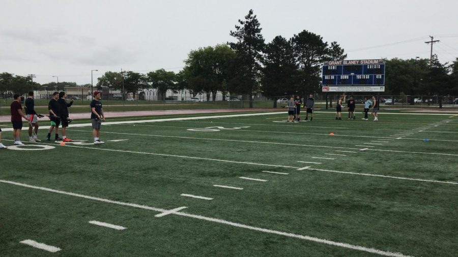 Student athletes hoping to join the Lacrosse team practice skills pre-COVID.